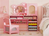 Safe Toddler Vanity Set with Anti-Toppling Design, Rounded Corners & Sturdy MDF Construction - Pink 05171403