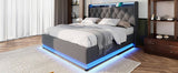 Queen size Upholstered bed, 360 surround LED function, Buttons/Apps/Remote Control, hydraulic N736P188807G