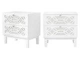 2pcs 45*30*60cm MDF Spray Paint, Smoked Mirror, Two-Drawn Carving, Bedside Table, White 22300733
