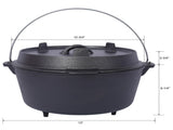 pre-Seasoned Cast Iron Dutch Oven With Skillet Lid, Outdoor Camping Deep Pot for Camping Fireplace 51168450