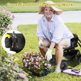 Rolling Garden Cart with Cushioned Backrest & Seat, Outdoor Gardening Stool for Planting, Garden 80553190