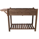 8 Pockets Horticulture Raised Garden Bed Elevated Wood Planter Box Stand with Foldable Side Table W465P189517