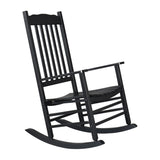 ZNTS 68.5*86*115CM Square Wooden Rocking Chair Wavy Backboard Black 40856754