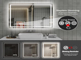 48"x36" LED Bathroom Mirror, Front-Lit and Back-Lit, 3 Color Tem Adjustable, Brightness Memory, 91421693