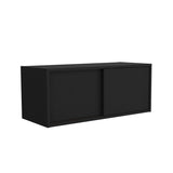 ZNTS Wall Cabinet 13" H, 2 Sliding doors, 1 Shelf, Black B097P250893