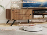 Oak Mid-Century Modern TV Stand for 65-Inch TVs, 210 lbs Capacity Media Console with Storage 43045845