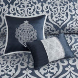 8 Piece Jacquard Comforter Set Navy/Silver Cal King B035128891