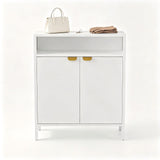 () 2 Cabinet Doors 1 Shelf Metal Shoe Cabinet 31.5*14.6*37.3in White 68059765