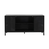 Mirod Modern Geometric Accent Cabinet,Vertical Striped Design with Sliding Doors,High-Quality Wood N760P253319B