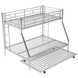 ZNTS Twin over Full Bed with Sturdy Steel Frame, Bunk Bed with Twin Size Trundle, Two-Side Ladders, 22027007