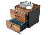 2-Drawer Rolling Wood File Cabinet with Lock, Brown & Black 91736369