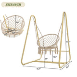 ZNTS Swing Chair Handmade Macrame Swing Hammock Chair with Stand 17162944