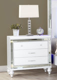 Modern style Mirror Framed Nightstand Made with Wood in White 808857739766