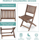 ZNTS 3-Piece Acacia Wood Bistro Set, Wooden Folding Patio Furniture for Garden Backyard Balcony Porch w/ 04266338