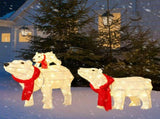 Set of 3 Lighted Polar Bear Family Christmas Decorations, Pre-lit Holiday Decor with 190 Warm White 14959507
