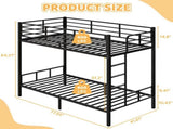 Black Twin Bunk Bed Square Tube High Guardrail Side Ladder Opening Iron Bed 85462110