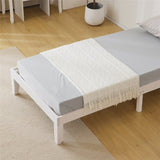 ZNTS Basic bed frame washed white Twin 197.2*96.5*30.5cm wooden bed 44548058