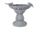 16.54" Garden Bird Bath Statue, Magnesium Oxide Grey Pedestal Birdbath, Outdoor Bird Feeder Bowl W6572P574583