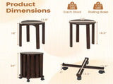 4-Piece Stackable Nesting Stools Set with Lockable Rolling Base, Solid Rubber Wood Dining Stools for 46625530