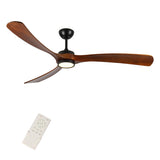 72 Inch wood Ceiling Fan with light, Low Profile Ceiling Fan with Remote Control,Noiseless W2352P308494