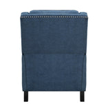 Modern Home Furniture Reclining Chair 1pc Blue Textured Fabric Upholstered Nailhead Trim Solid Wood B011P190688