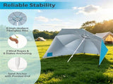 2-in-1 Portable Beach Umbrella with Side Panels UPF 50 Silver Coated Oxford Cloth, Wind Resistant 43472245