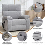 Grey Heat Massage Dual Motor Infinite Position Up to 350 LBS Large Electric Power Lift Recliners W1803P264031