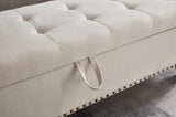 ZNTS 59" Bed Bench Ottoman with Storage Beige Fabric W1097124941