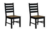 ZNTS Industrial Style Dining Room Side Chairs Set of 2pc Chairs Black and Dark Oak Finish Wooden Seat B011P208970