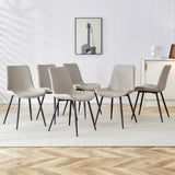 Light gray artificial leather backrest dining chair, black metal legs, curved widened W1151126209