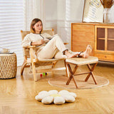 Ottoman Footstool Natural Seagrass Footrest Pouf Ottomans with X Wooden Legs Rectangular Hand 05317591