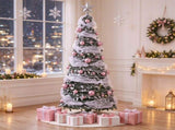 6FT Pre-Lit Snow Flocked Pop Up Christmas Tree with 150 Warm White LED Lights, Decorated with Star 20339580