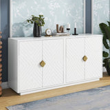 ZNTS TREXM Modern Functional Large Storage Space Sideboard with Wooden Triangular Handles and Adjustable WF318154AAK