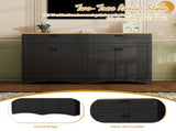 ON-TREND Farmhouse TV Stand with 2 Drawers for TVs Up to 70", Versatile Wood Grain Sideboard with N721P245732B