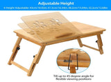 Bamboo Laptop Desk, Adjustable Portable Breakfast Serving Bed Tray with Tilting Top Drawer for 60125721