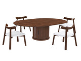 59" Extendable Oval Dining Table Set with 4 Walnut Chairs, 47-59" Rail-Free Expandable Table & 50928517