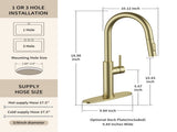 Kitchen Faucet with Pull Down Sprayer Brushed Gold T5879P505810