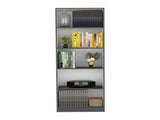 Vinton 4-Tier Bookcase with Modern Storage for Books and Decor, Matt Gray / White B097P167417