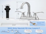 Bathroom Faucet Brushed Nickel with Pop-up Drain & Supply Hoses 2-Handle 360 Degree High Arc Swivel 24866386