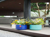 Handmade Ceramic Planter, 16 Inch Diameter, Teal Green with Textured Groove Pattern, for Monstera W3273P326368