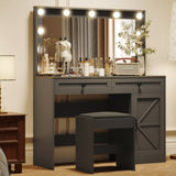 ZNTS 43.4"Makeup Vanity Table, Makeup Table with Large Mirror and 11 LED Light , Brightness Adjustable, 54481304