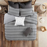 Cotton Jacquard Comforter Mini Set Grey/Black Full/Queen B035128809