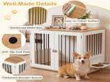 Furniture Style Dog Crate with 360&deg Rotating Feeder & 304 Stainless Steel Bowls, Double Locking 78153530