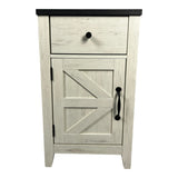 Farmhouse End Table Bedside Table with Charging Station,Night Stand with Barn Door and Drawer, W1412P230408