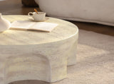 MgO Modern Minimalist Round Accent Coffee Table with Unique Arched Cutout Base, No Assembly W3081P440608