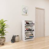 Narrow Shoe Storage Cabinet with Mirror, Wood Slim Shoe Rack 3 Tier Shoe Organizer for Home and W132081779