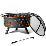 ZNTS 32IN Metal Fire Pit Black 36801333