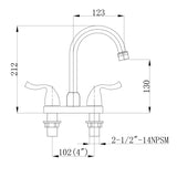 ZNTS 4 Inch 2 Handle Centerset Bathroom Faucet,with Pop up Drain and 2 Water Supply Lines,Matte Black W124379893