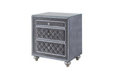 1pc Glam 3-Drawer Nightstand Velvet Tufted Drawer Front Jewelry Tray Faux Crystal Drawer Knobs B011P228567