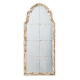 22" x 48" Large Cream & Gold Framed Wall Mirror, Wood Arched Mirror with Decorative Window Look for W2078P155651